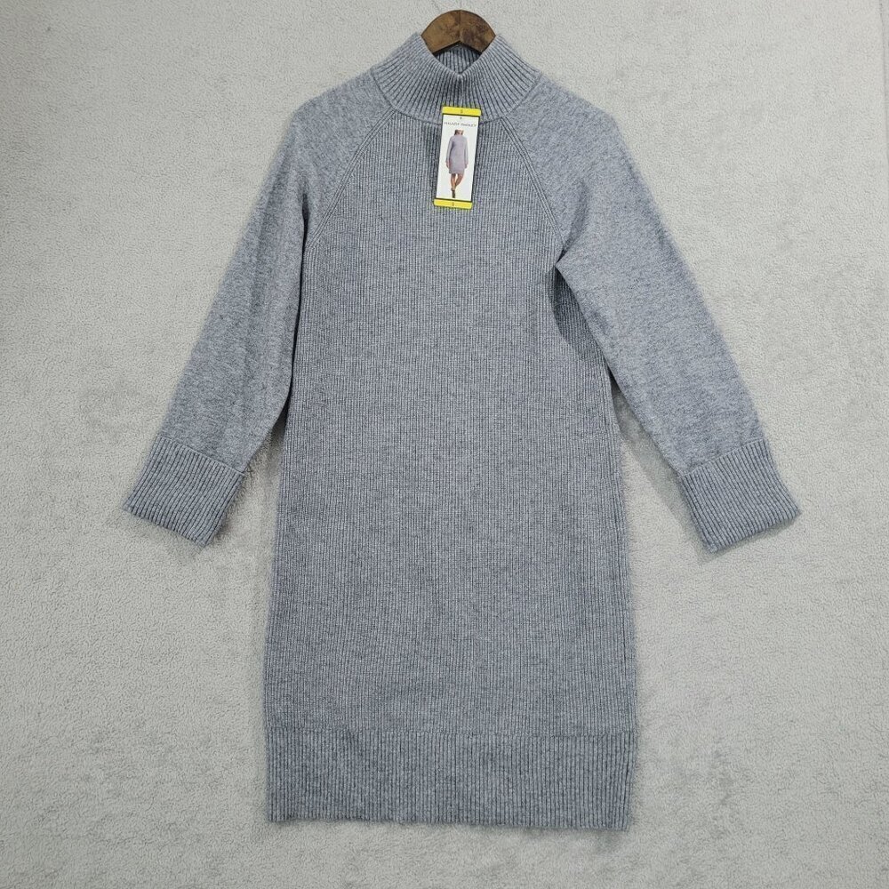NEW Hilary Radley Womens S Ribbed Knit Sweater Dress  Long Sleeve Pullon